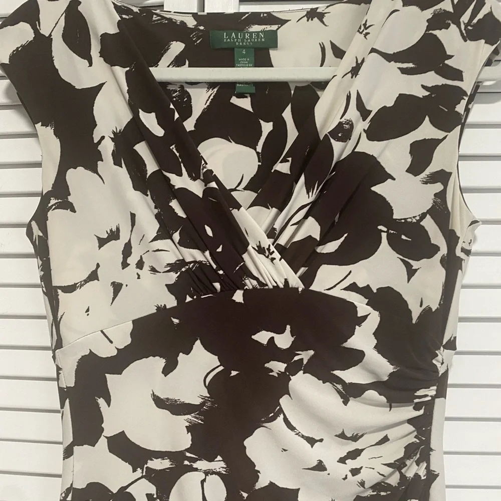 Lauren Ralph Lauren Body Con Dress Brown and Beige Size 4 - Picture 13 of 13